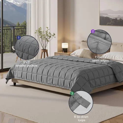 Miniatura 2 de Manta pesada para adultos – 5 libras, 41 x 60 pulgadas, manta pesada refrescante para 60-80 libras con cuentas de vidrio de primera calidad, mantas