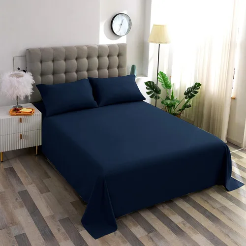 Miniatura 3 de Soft Aqua - Sábana encimera de tamaño individual 100% algodón satinado, 600 hilos, calidad de cama, sábana encimera, fresca y lisa, solo una sábana