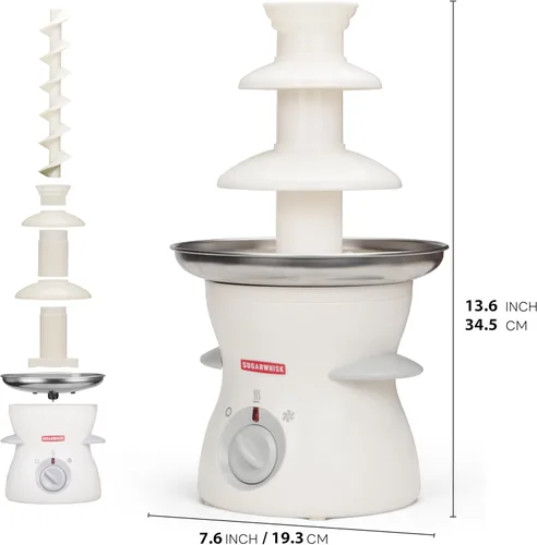 Miniatura 8 de SugarWhisk Mini máquina de fuente de chocolate de 3 niveles, fácil de usar y limpiar, ideal para fiestas, eventos y bodas, capacidad de 22 onzas