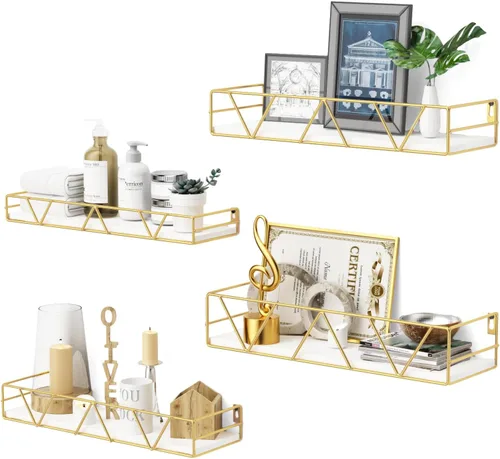 Miniatura 11 de Amaoot Juego de 3 estantes flotantes, estante de pared de madera para el hogar, estante de granja para dormitorio, estante flotante montado