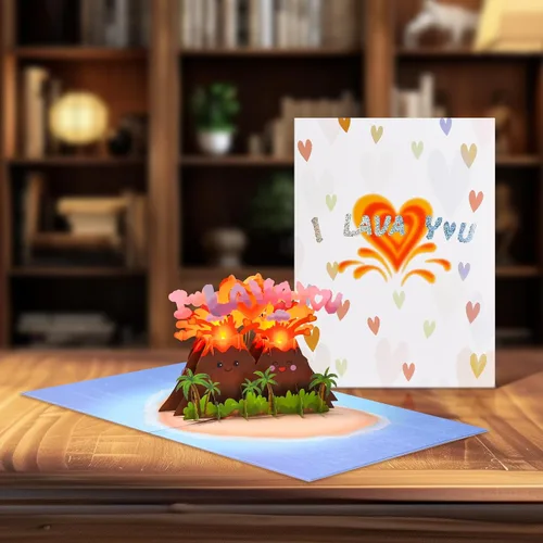 Miniatura 4 de I LAVA YOU - Tarjeta de felicitación de 5º aniversario para esposa, marido, pareja, musical en 3D, romántica tarjeta de aniversario de quinto
