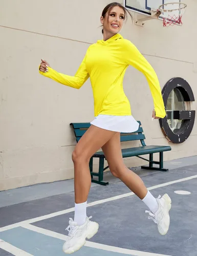 Miniatura 6 de LUYAA Sudadera con capucha para mujer, con protección solar UPF 50+, transpirable, elástica, de manga larga, para correr, entrenamiento al aire libre