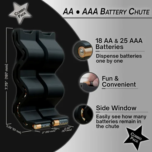 Miniatura 3 de Combo de conducto de batería AA y AAA, organizador y dispensador de baterías montado en la pared, diseño FIFO sin atascos, capacidad para 18