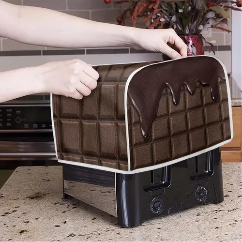 Miniatura 3 de chaqlin Cubierta para tostadora con estampado de chocolate, 2 rebanadas, resistente a las manchas, cubierta para horno de pan de diseño divertido