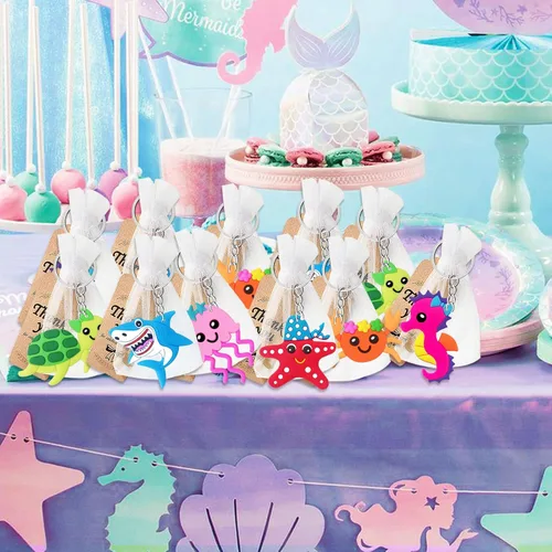 Miniatura 4 de CiciBear Paquete de 24 llaveros de tiburón – Cumpleaños de niños, verano, decoración de fiesta de vacaciones en la playa para invitados y baby
