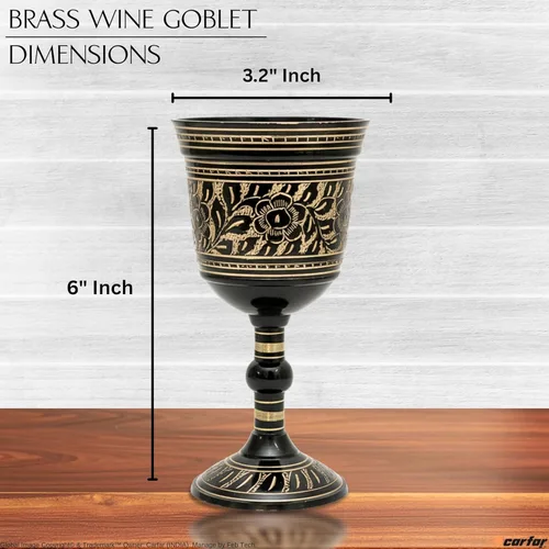 Miniatura 3 de Copa de vino real de latón macizo, copa de vino real, hecha a mano, decoración medieval, cáliz gótico, paquete de 1 unidad (negro profundo)
