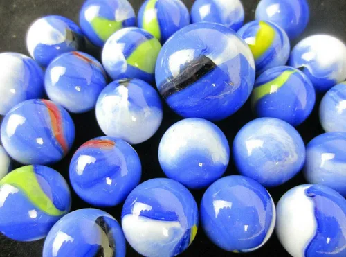 Miniatura 3 de ~25 canicas de cristal delfín azul/naranja/amarillo remolino estilo clásico paquete de juego (24 jugadores, 1 tirador) decoración/relleno