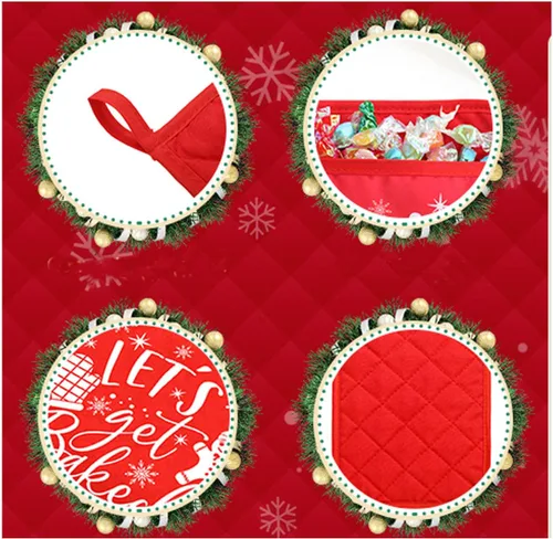Miniatura 6 de Kit de hornear para ollas de Navidad, soportes para ollas con bolsillos, adornos para guantes de horno, paquete de galletas de cocina para vecinos