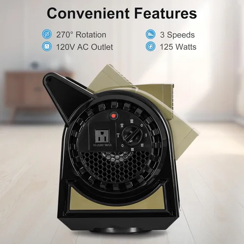 Miniatura 9 de BILT HARD Ventilador profesional giratorio de alta velocidad, ventilador de 15 pulgadas 450 CFM con 3 velocidades para secado, motor de aire de 120