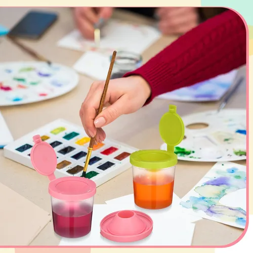 Miniatura 7 de Zonon Juego de 50 vasos de pintura de 6 onzas, antiderrames, con tapas abiertas, suministros de arte para la escuela, aula, estudio de artistas