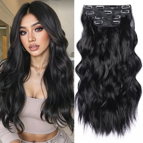 Miniatura 10 de Extensiones de cabello rubio con clip, de 22 pulgadas, extensiones de cabello largo y rizado con clip, 4 unidades, extensiones de cabello sintético