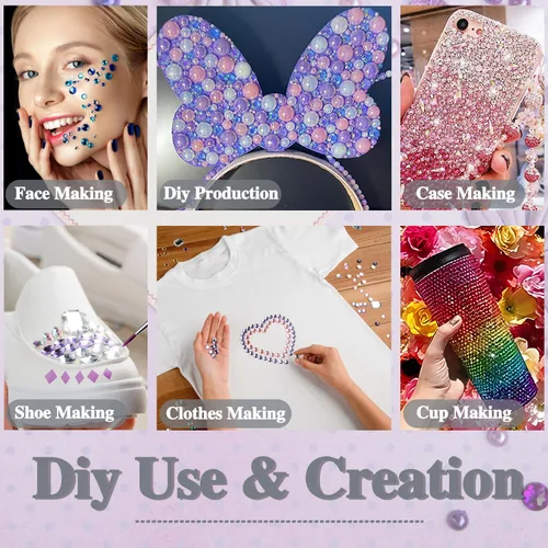 Miniatura 5 de 3 hojas de gemas de diamantes de imitación autoadhesivos para la cara, maquillaje, uñas, manualidades (negro)