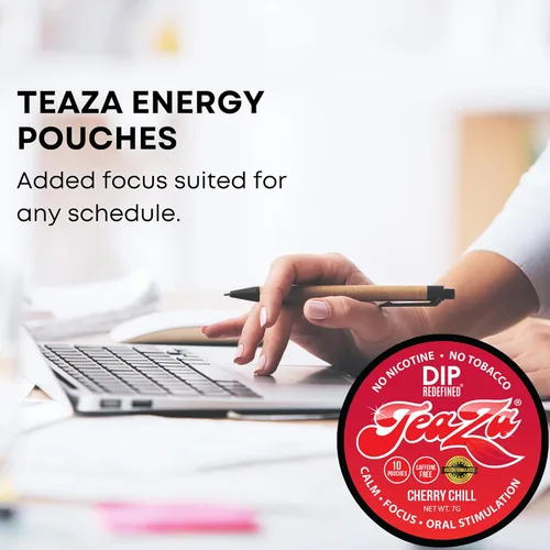 Miniatura 5 de Teaza Bolsas de Energía, Alternativa sin Tabaco sin Nicotina al Dip sin Humo, Rapé y Dip Energético, Alternativa Saludable al Tabaco de Mascar, Uso