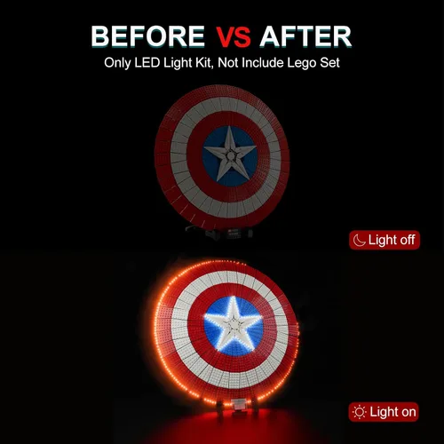 Miniatura 3 de Kit de luz LED para Lego Marvel Captain America's Shield 76262, kit de iluminación creativa compatible con Lego 76262 (solo luces, sin juego de Lego)