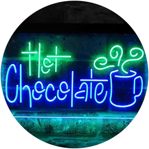 Miniatura 20 de ADVPRO Señal de neón LED de doble color para bebida de chocolate caliente, azul y rojo, 12 x 8 pulgadas st6s32-i3831-br