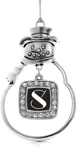 Miniatura 111 de Inspired Silver - Adorno de rodillo de reina - Adorno cuadrado de plata con muñeco de nieve con joyas de circonita cúbica