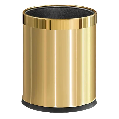 Miniatura 11 de 14L/3.7GAL Papelera negra y dorada, papelera de oficina con tapa abierta, papelera de metal, papelera dorada sin tapa para oficina, hotel, tienda