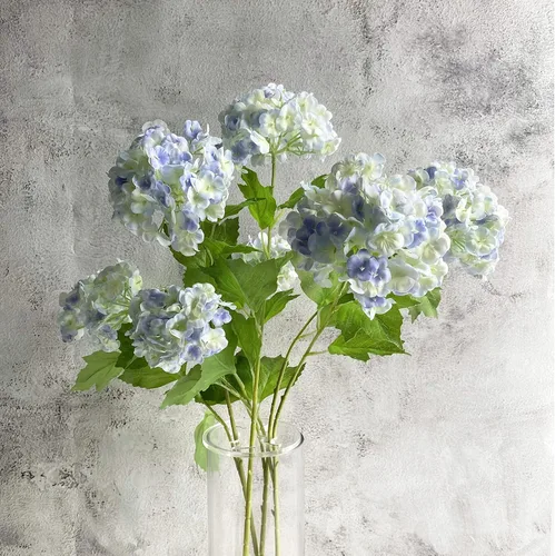 YalzoneMet Bola de nieve artificial Viburnum 4 piezas de 26.8 pulgadas de color azul graduado, hortensias pequeñas, 2 cabezales, de látex natural,