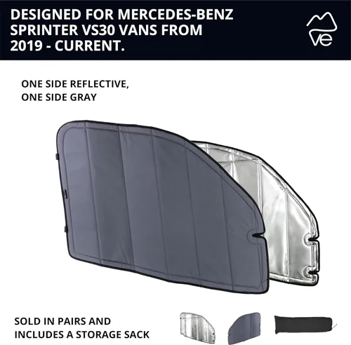 Miniatura 6 de Cubiertas de ventana magnéticas aislantes y opacas reflectantes VanEssential diseñadas para Mercedes-Benz VS30