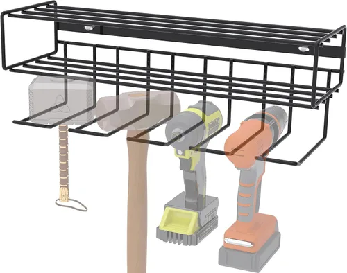 Miniatura 6 de C2M Estante flotante para herramientas de alta resistencia y organizador Estante de almacenamiento montado en la pared para herramientas de mano