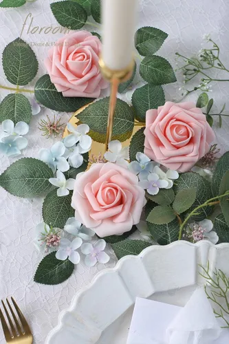 Miniatura 4 de Floroom Flores artificiales de espuma, aspecto real, con tallos, para manualidades, ramos de boda, centros de mesa, despedida de soltera, Reliquia