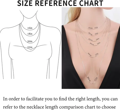 Miniatura 6 de Collar de cadena de plata de ley 925 para mujeres y hombres, de 0.059 pulgadas, delicado, ajustable, largo, delgado, cadena de serpiente, cadenas