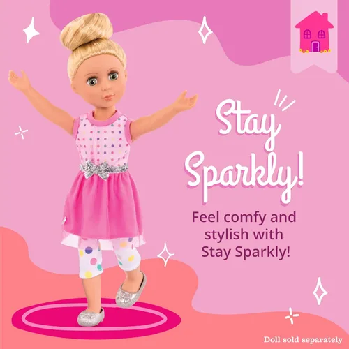 Miniatura 2 de Ropa y accesorios para muñecas Glitter Girls de 14 pulgadas – Vestido y leggings de conjunto regular brillante – Para niñas de 3 años en adelante