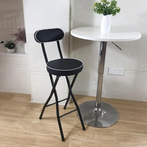 Taburete de bar plegable con respaldo, taburetes de bar de piel sintética, taburetes redondos para mostrador de cocina, silla de comedor, taburete