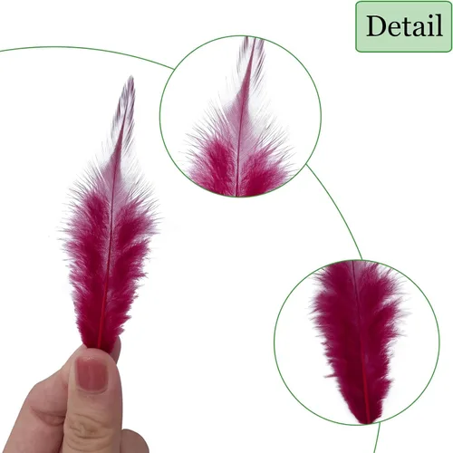 Miniatura 6 de 200 plumas rojas burdeos para manualidades, 5-7 pulgadas, pluma de gallo para atrapasueños, suministros de boda, hogar, fiesta, decoración, aretes