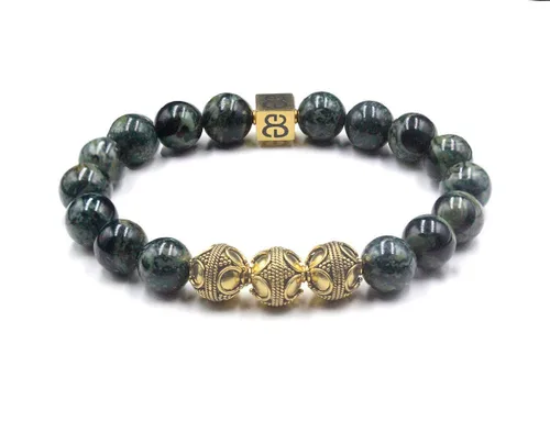 Miniatura 3 de Men's Jade and Gold Beads Bracelet, Jade Bracelet, Designer Bracelet