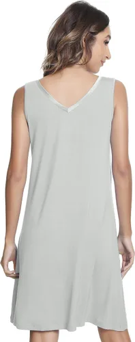 Miniatura 3 de NACHILA Camisones para mujer, viscosa hecha de bambú, sin mangas, camisón suave, camisón de satén con cuello en V