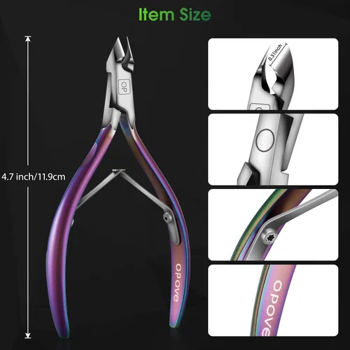 Miniatura 4 de opove X7 - Cortadora de cutículas, cortaúñas de acero inoxidable, removedor de uñas extremadamente afilado, herramienta de manicura y pedicura opove