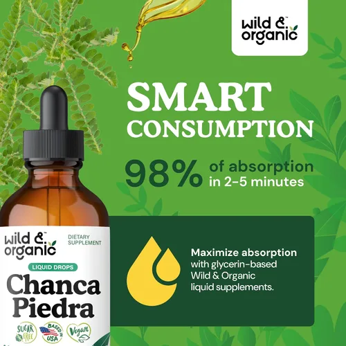Miniatura 4 de Wild & Organic Chanca Piedra Stone Breaker Drops - Soporte para riñones, vesícula biliar y urinario - Extracto líquido de Chanca Piedra para una