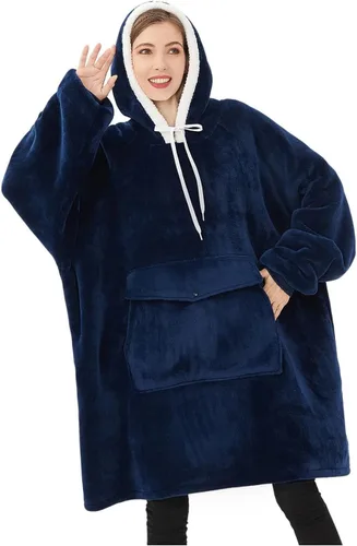 Miniatura 19 de Qeils Manta con Capucha Portátil para Mujeres, Cómoda Sudadera Sherpa como Regalo de Cumpleaños y Navidad, Chaqueta de Gran Tamaño con Capucha