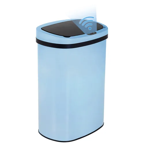 Miniatura 11 de BestOffice Papelera de plástico de 13 galones con tapa Roja Basurero automático sin tacto Control de olores Diseño ovalado moderno Fácil