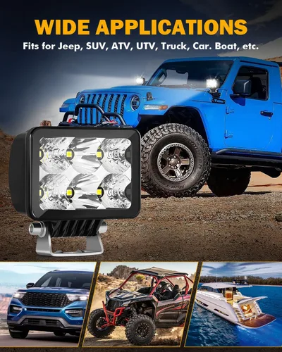 Miniatura 7 de Auxbeam - 2 unidades de luces LED de 3 pulgadas, luz de trabajo todoterreno de 60 W, luz de foco cuadrado, luz de conducción LED, luz de parachoques