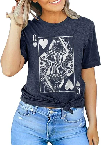Miniatura 3 de Queen of Hearts T-Shirt for Women Funny Vintage Graphic Tees Cool Cute Queen Tee Casual Short Sleeve Tops Shirts