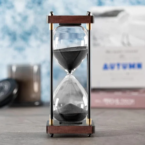Miniatura 2 de Reloj de Arena Grande de 60 Minutos, Temporizador de Arena de Madera Decorativo con Arena Negra, Reloj de Arena de 1 Hora Negro arena