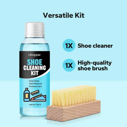 Miniatura 3 de Choppie Kit de limpieza de zapatos 2 en 1 (limpiador de zapatos de 4.06 onzas líquidas + cepillo para zapatos), limpiador de zapatos de gamuza, kit