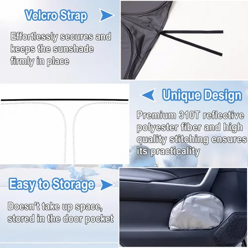Miniatura 7 de Protección Solar para Parabrisas para Jeep Wrangler JL JLU 2018-2026 y Jeep Gladiator 2020-2026 310T Poliéster Cubierta Completa Plegable Protector
