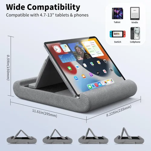 Miniatura 5 de CreaDream Soporte de almohada para tablet, soporte plegable para tableta, para regazo, cama y escritorio, almohadilla suave con bolsillo y soporte