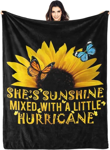 Miniatura 12 de Manta de mariposa de girasol, suave, cálida, ligera, acogedora manta de felpa para cama, sofá, oficina, decoración de regalos para niños y mujeres