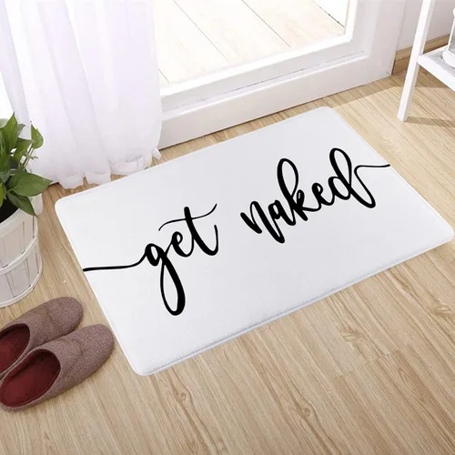 Miniatura 13 de Get Naked - Tapete de baño para baño, fuente blanca, con citas divertidas, color negro, tapete de baño de espuma viscoelástica suave, tapete
