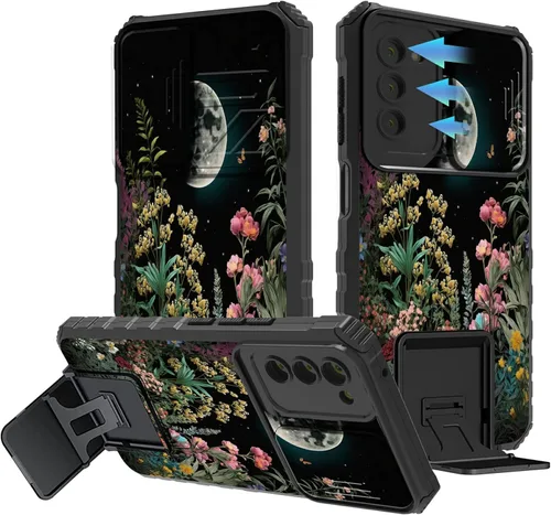 Miniatura 106 de Funda para Samsung Galaxy S22 Ultra 5G, Galaxy S22 Ultra con cubierta de cámara deslizante, funda resistente de doble capa con función atril Black