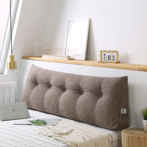 Miniatura 12 de Almohada de cuña de cabecera para cama individual/individual/Queen/King, almohada de lectura grande de lino y algodón, almohada triangular