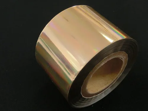 Lámina holográfica brillante para máquinas de estampado en caliente (el patrón de color es oro holográfico). [Se utiliza para tarjetas de visita,