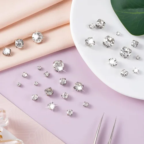 Miniatura 4 de 280 diamantes de imitación para coser, diamantes de imitación de PAGOW con garra plateada, adornos para vestidos de novia, bolsos, zapatos