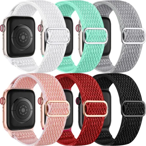 Miniatura 7 de Lerobo 6 Pack de Correas Trenzadas Compatibles con Apple Watch de 1.73, 1.77, 1.65, 1.93, 1.81, 1.61, 1.57 y 1.49 Pulgadas, Correas Deportivas
