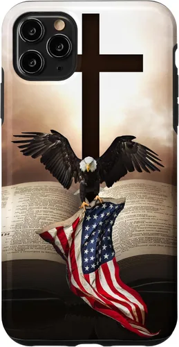 Miniatura 13 de Pretty Christian Cross Bible A Bald Eagle Grip American Flag Case for iPhone 17