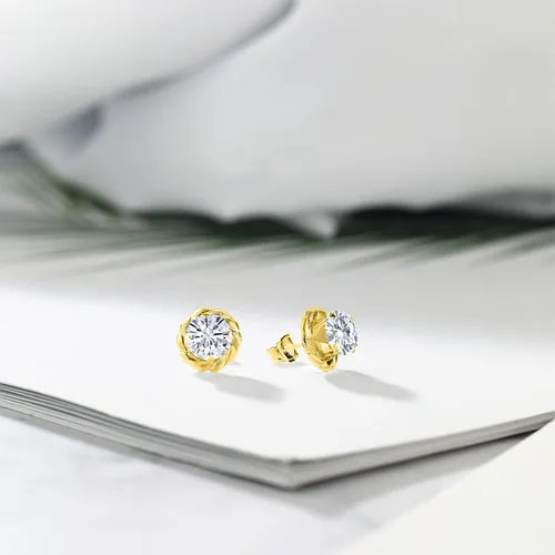 Miniatura 12 de Gem Stone King Aretes de plata de ley 925 de 0.236 in con piedra natal redonda para mujer